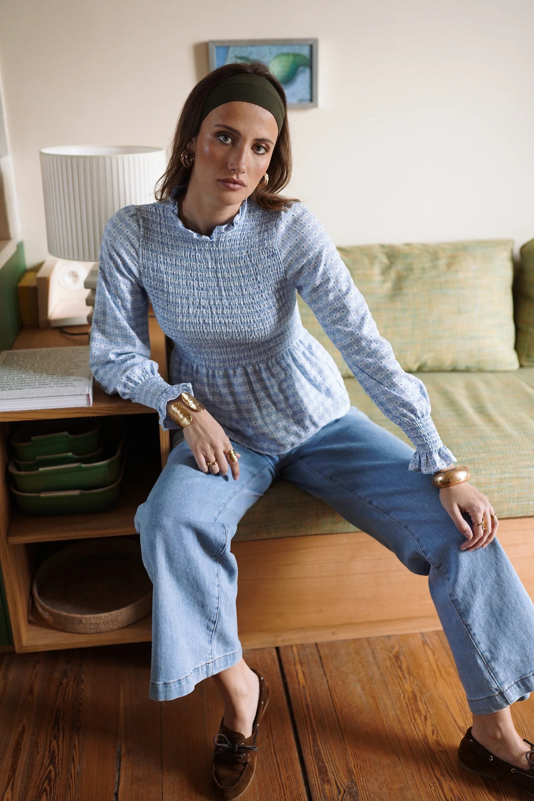 Rachel Smock Blouse Bleu