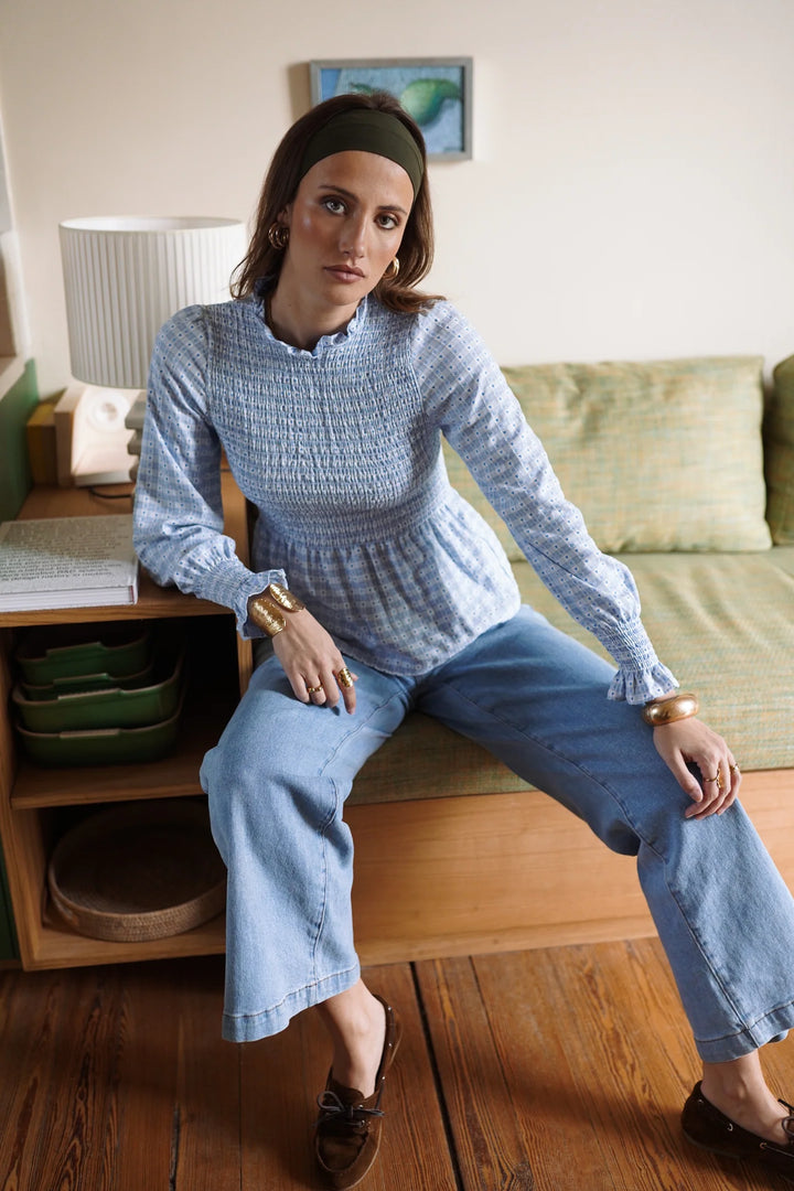 Rachel Smock Blouse Bleu