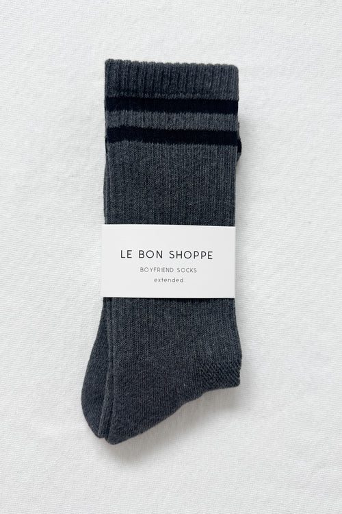 Extended Boyfriend Socks - Charcoal