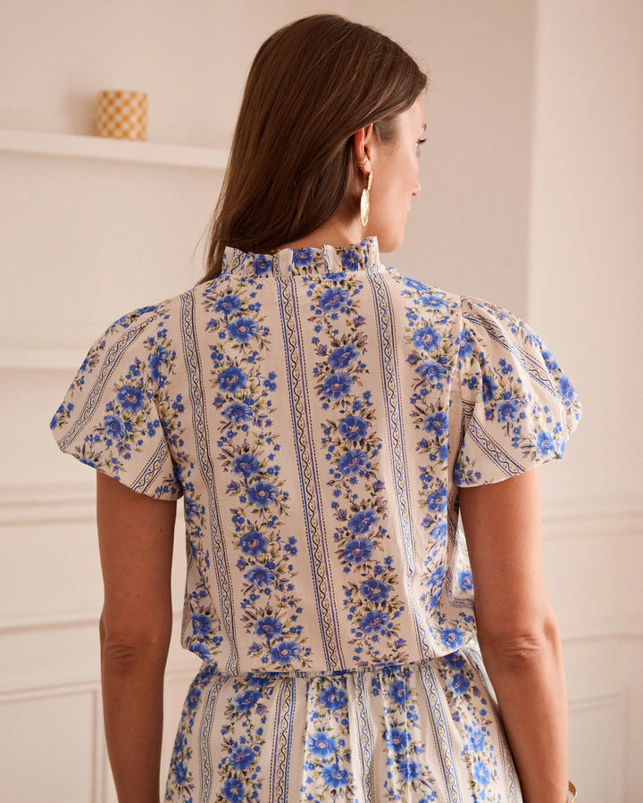 Vintage Flower Blouse in Blue