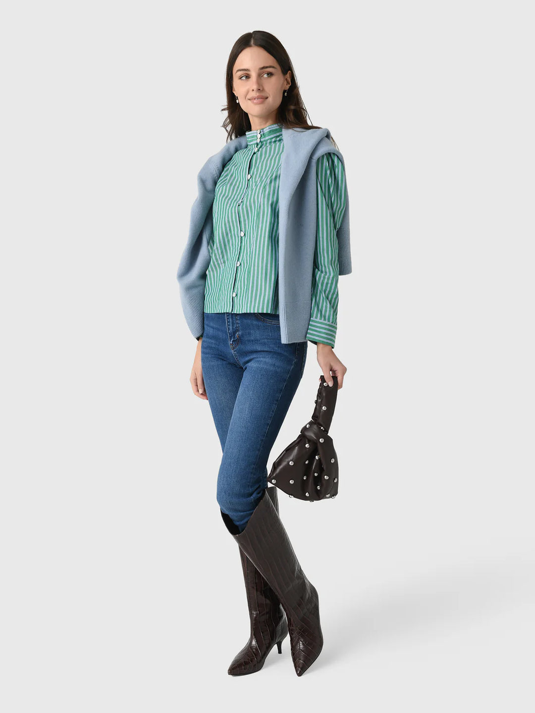 Iza Shirt - Green Stripes