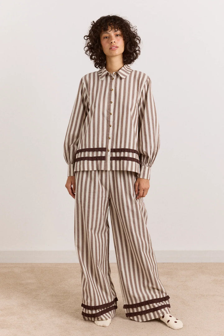 Izzy Pj Set - Choc Ecru Stripe