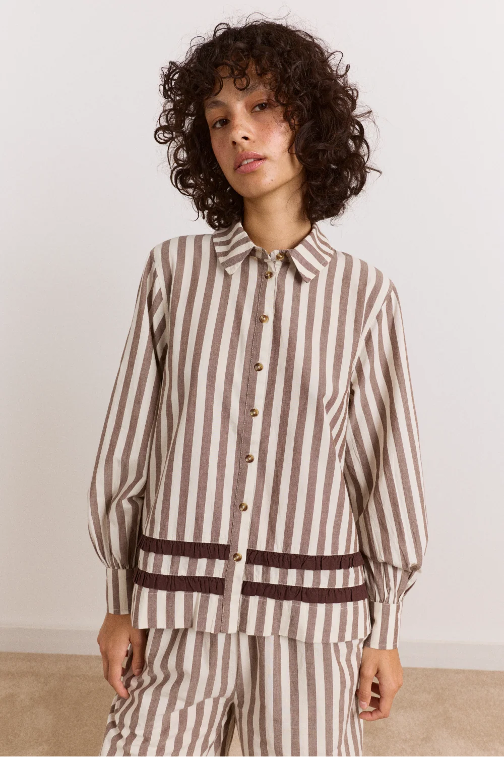 Izzy Pj Set - Choc Ecru Stripe