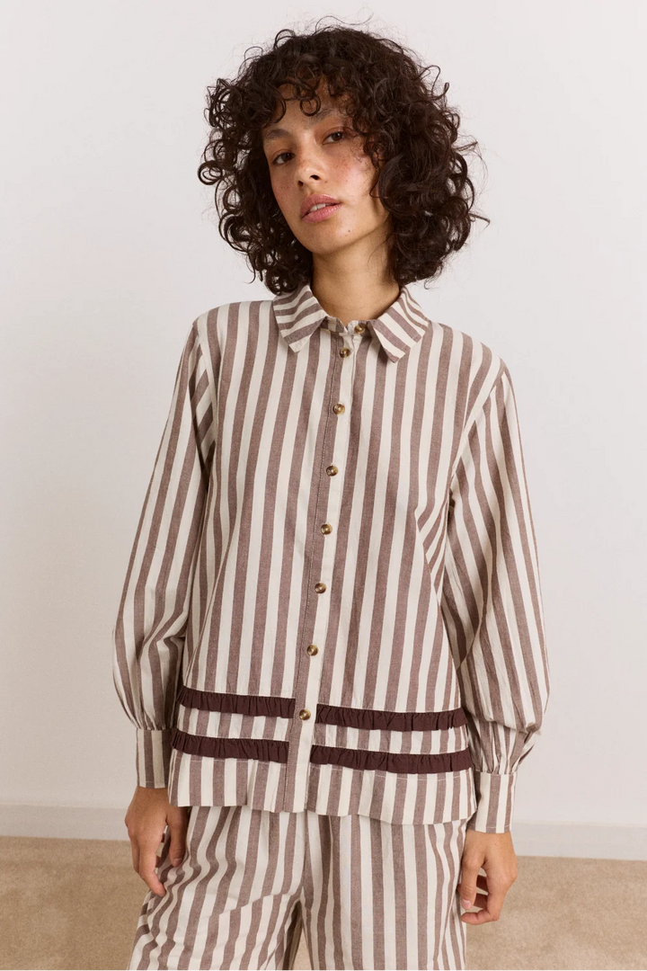 Izzy Pj Set - Choc Ecru Stripe