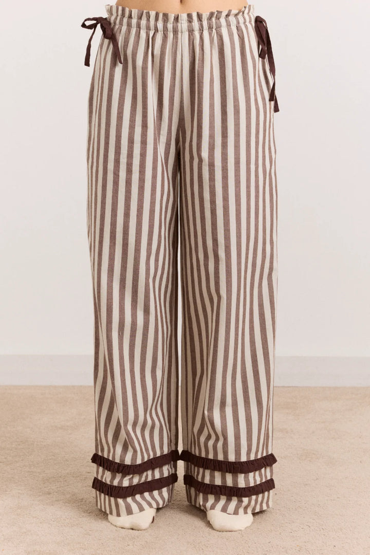 Izzy Pj Set - Choc Ecru Stripe