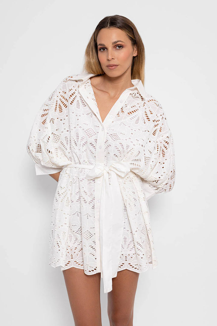 Florine Eyelet Dress White