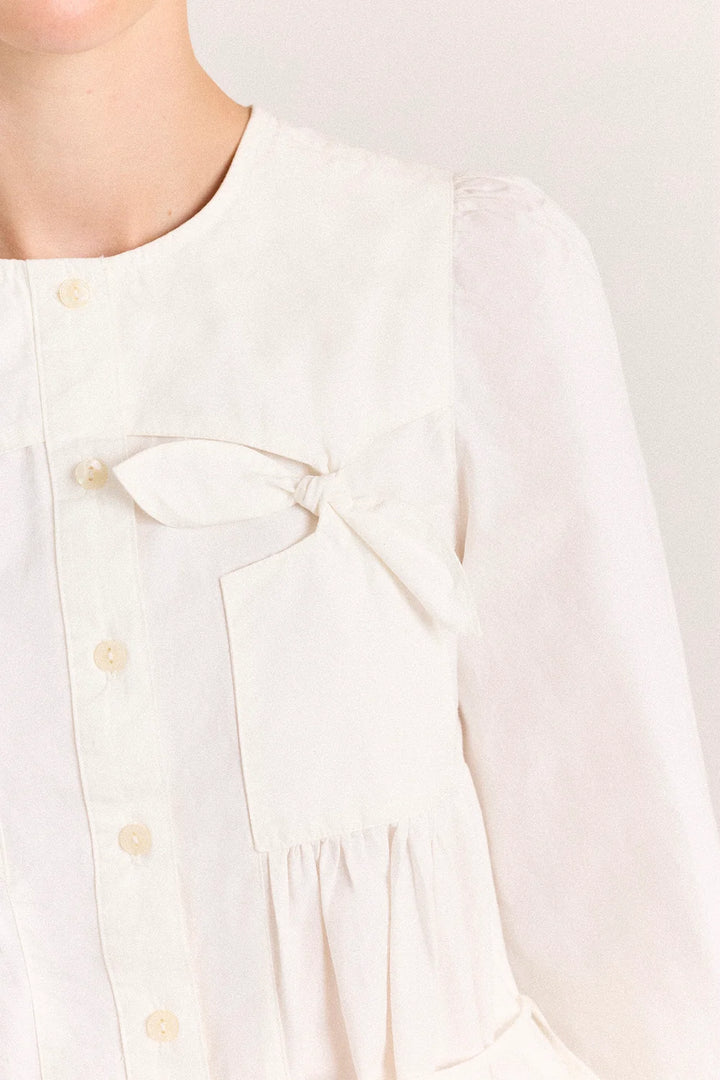 Lettie Bow Detail Blouse - White