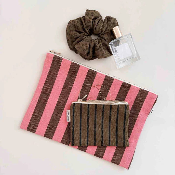 Lili Pouch Stripes - Funky Pink/Olive