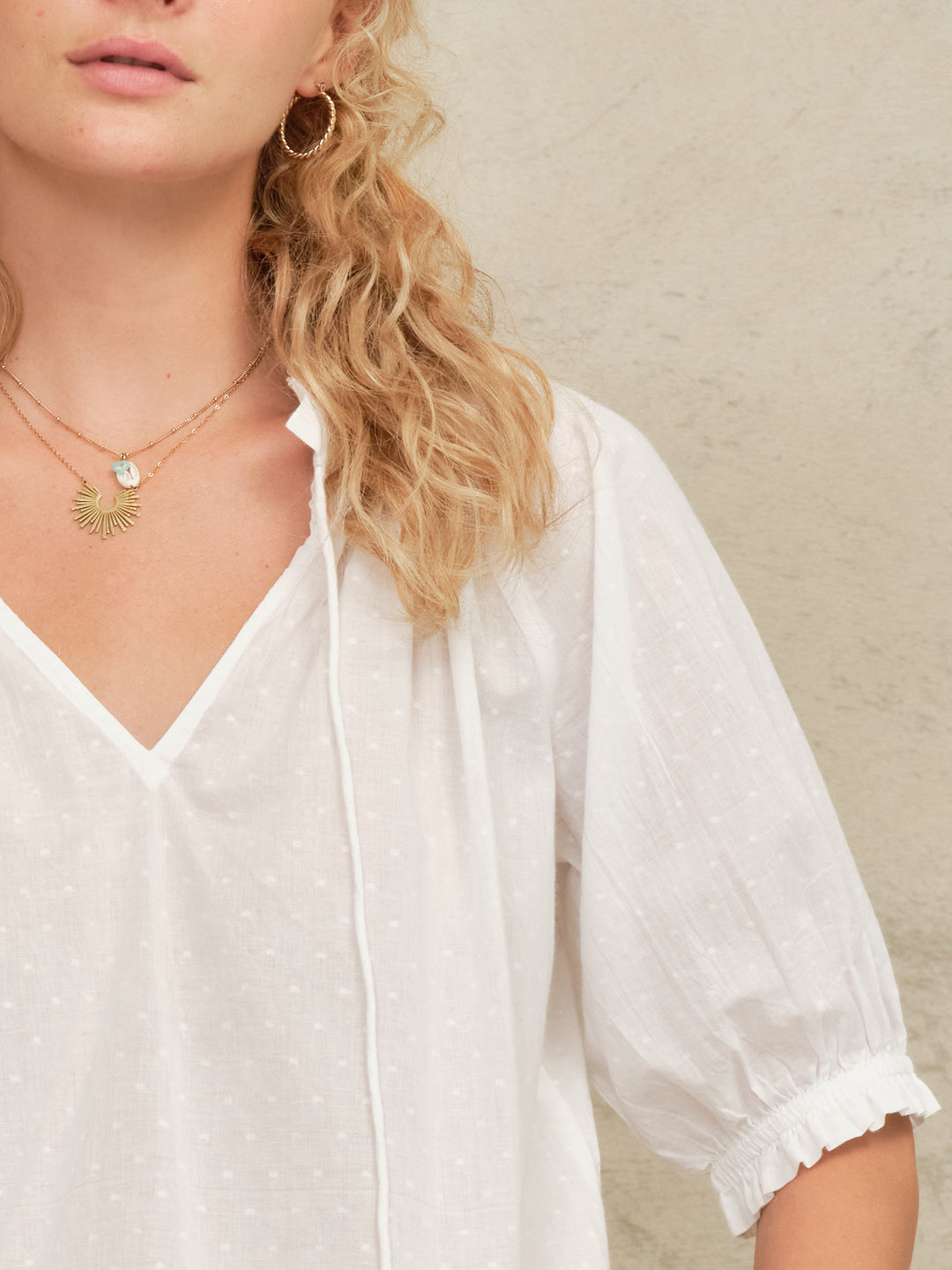 Lotta Short Sleeve Top - White