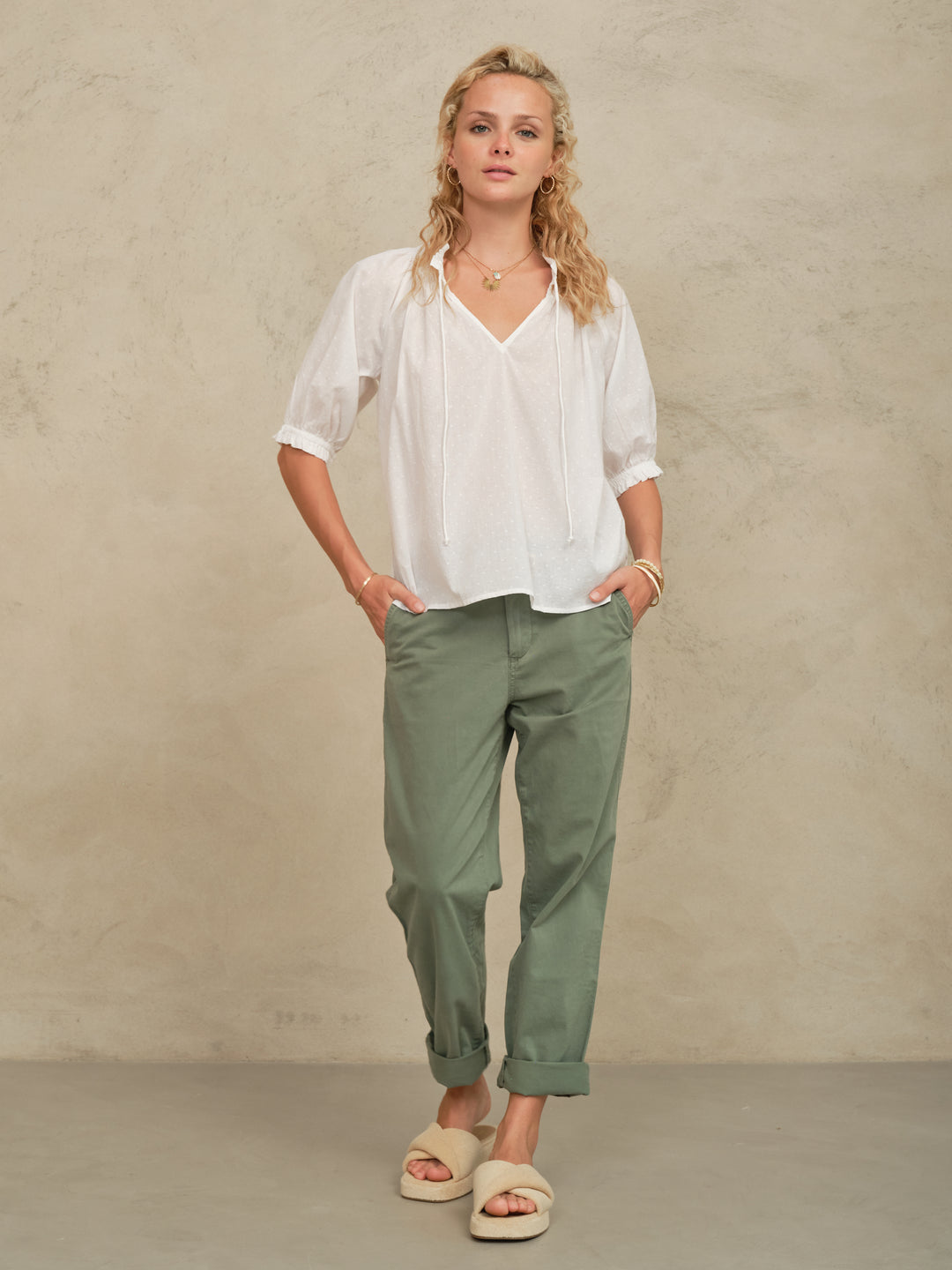 Lotta Short Sleeve Top - White