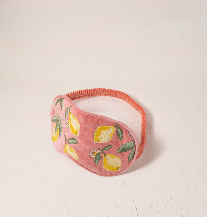 Lemon Blossom Coral Velvet Eye Mask