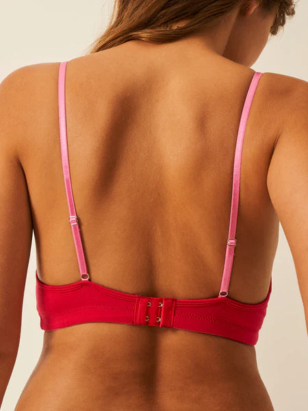 Lace Plunge Bra - Lipstick Red/Pink Cosmos PLABRALSRED