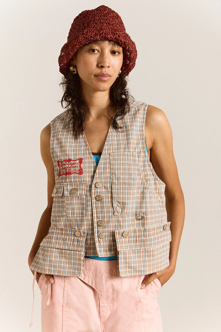 Rafia Tulip Hat - Rust