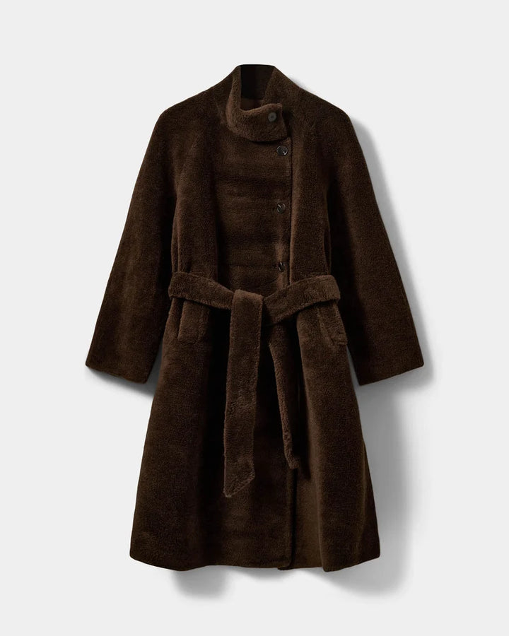 Margit Wool Fur Coat - Dark Brown