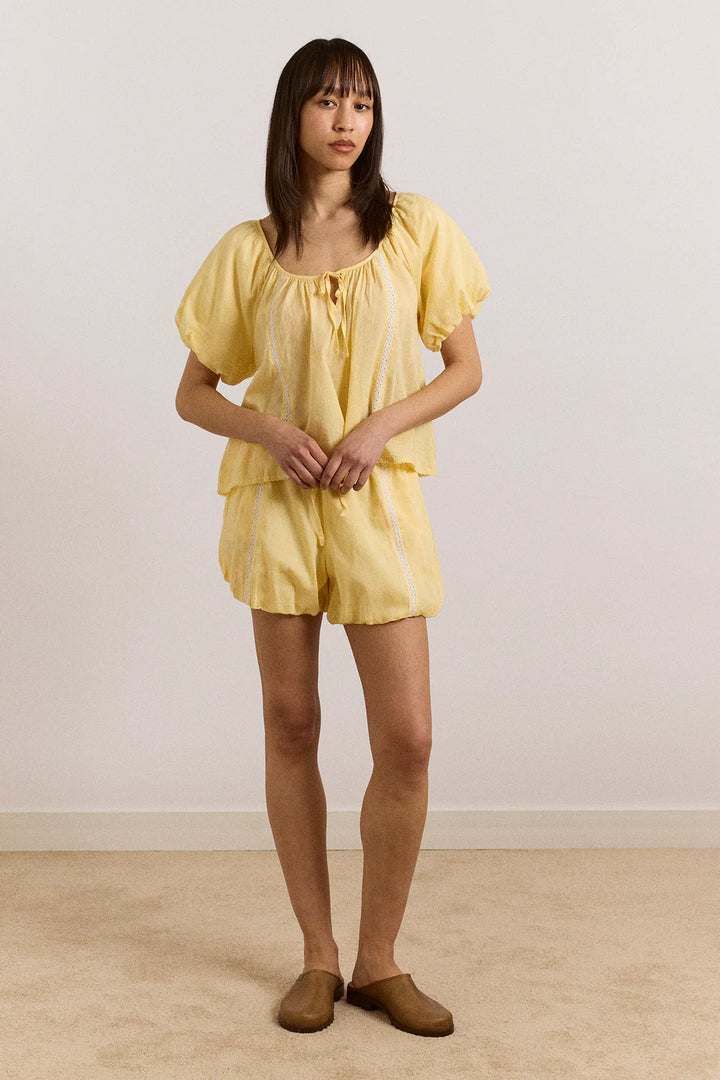 Maura Lace Trim Top - Butter