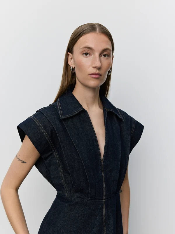 Minera Raw Denim Dress - Dark Denim Blue