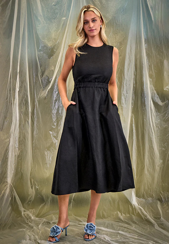 MSSabbi Midi Linen Dress - Black