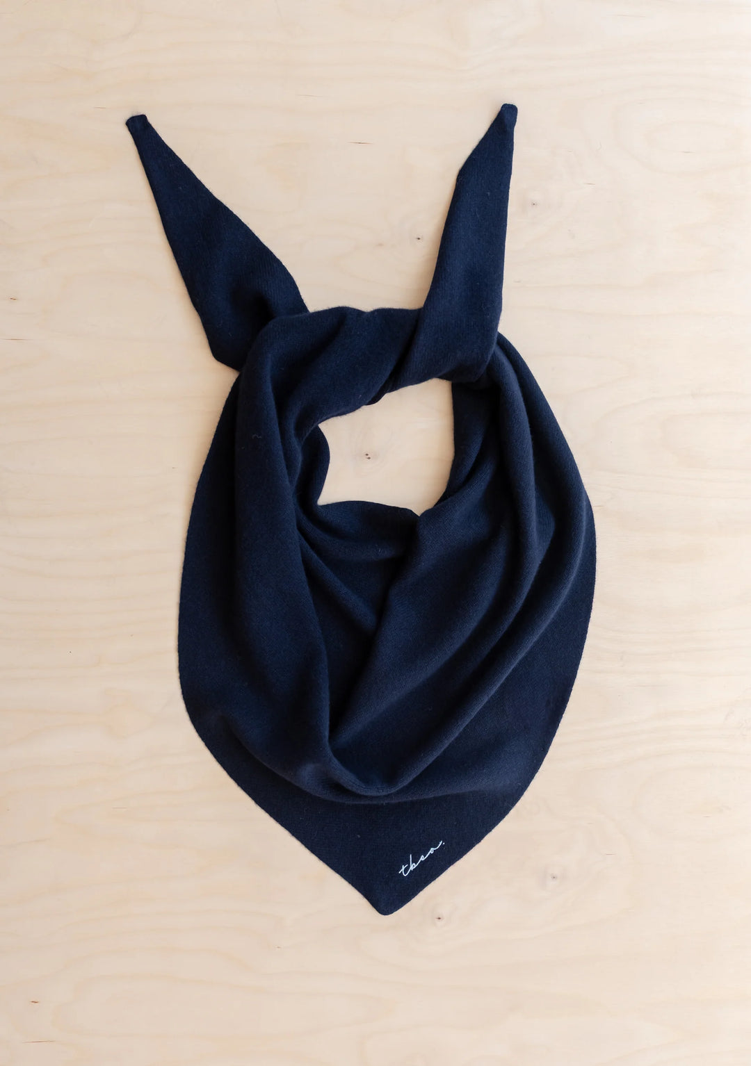 Large Merino Wool Triangle Scarf - Plain Navy