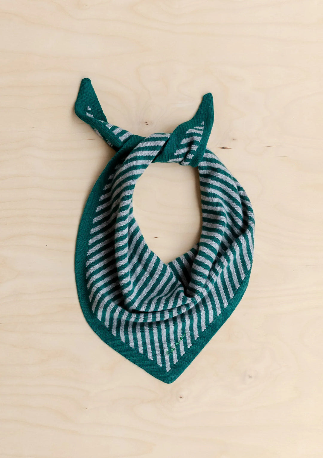 Merino Triangle Scarf - Green & Charcoal
