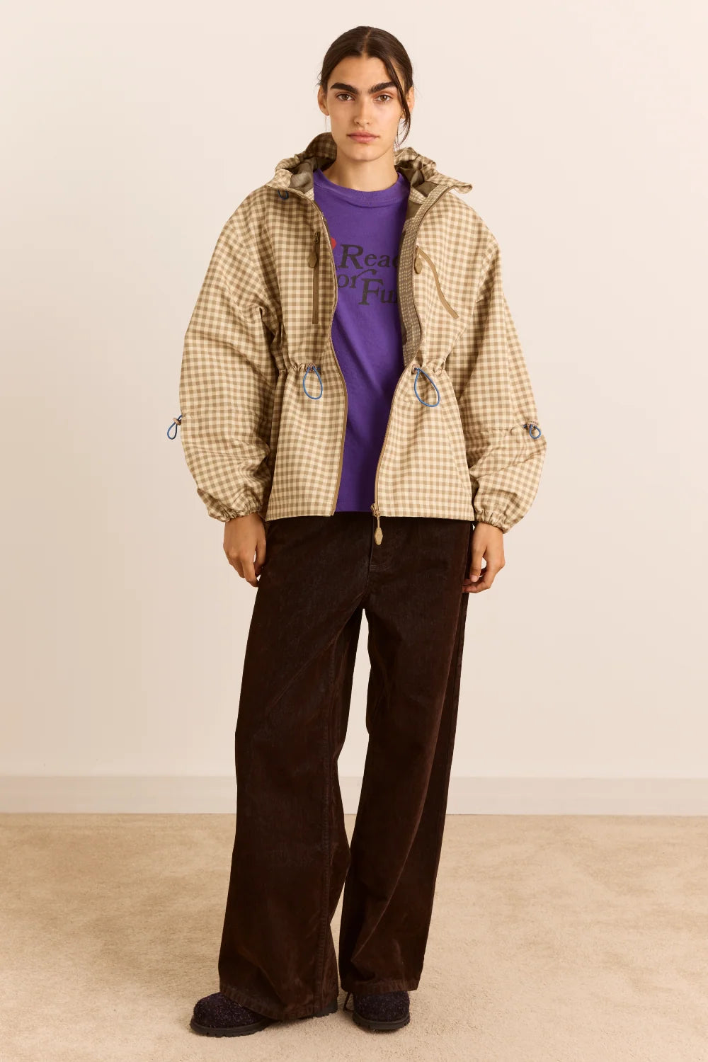 Matilda Waterproof Raincoat Gingham Brown
