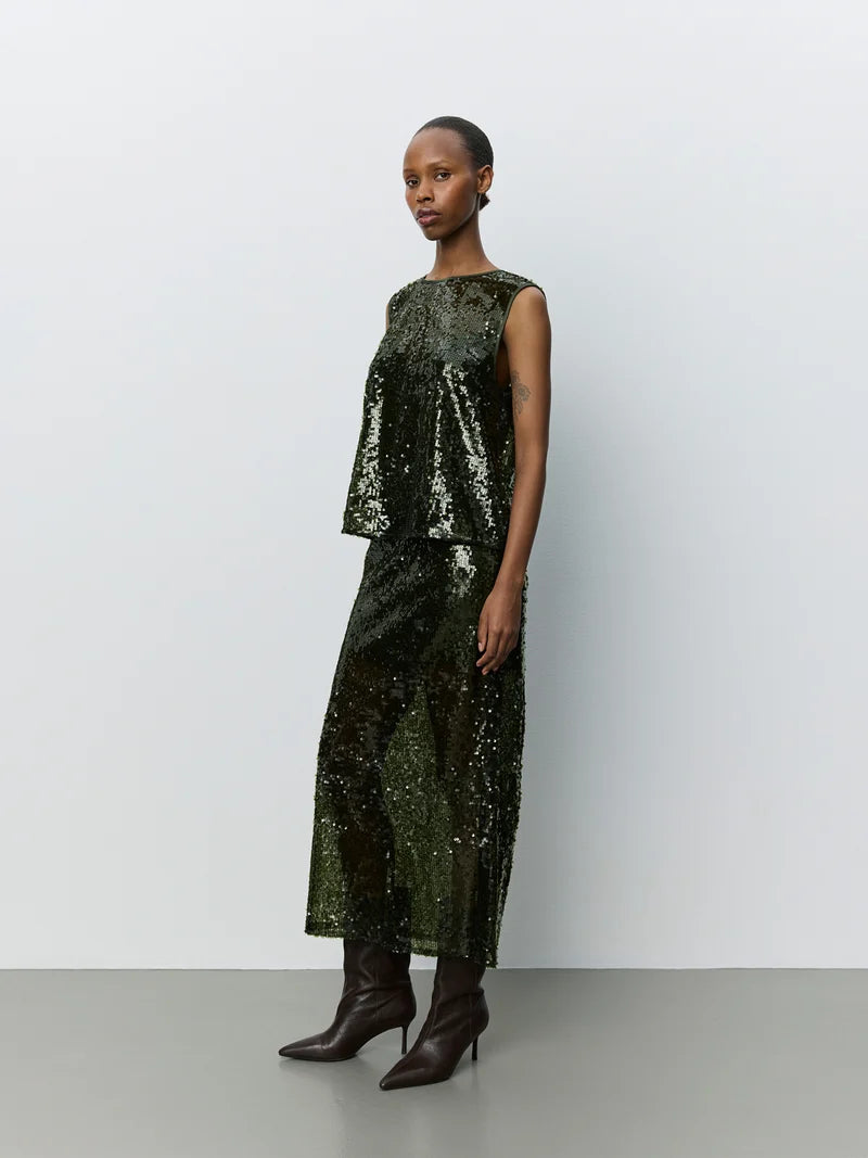 Otaliasw Sequin Skirt - Olive Green