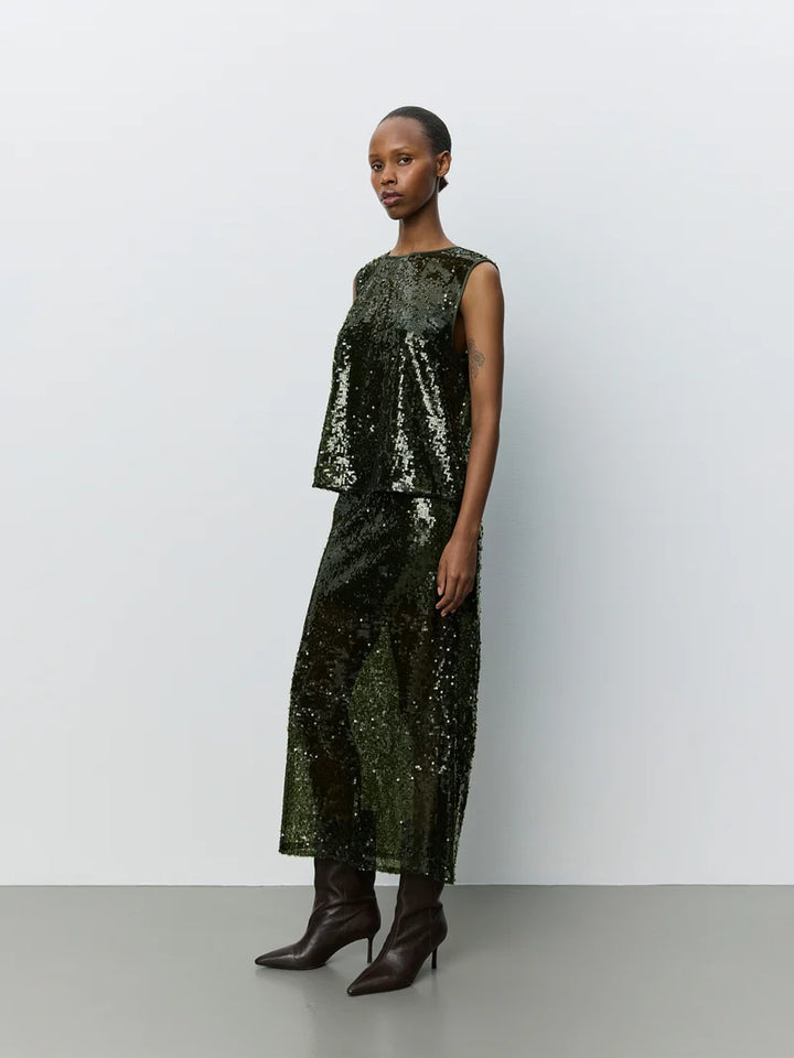Otaliasw Sequin Skirt - Olive Green