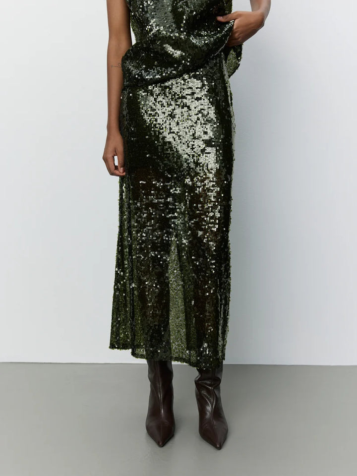 Otaliasw Sequin Skirt - Olive Green