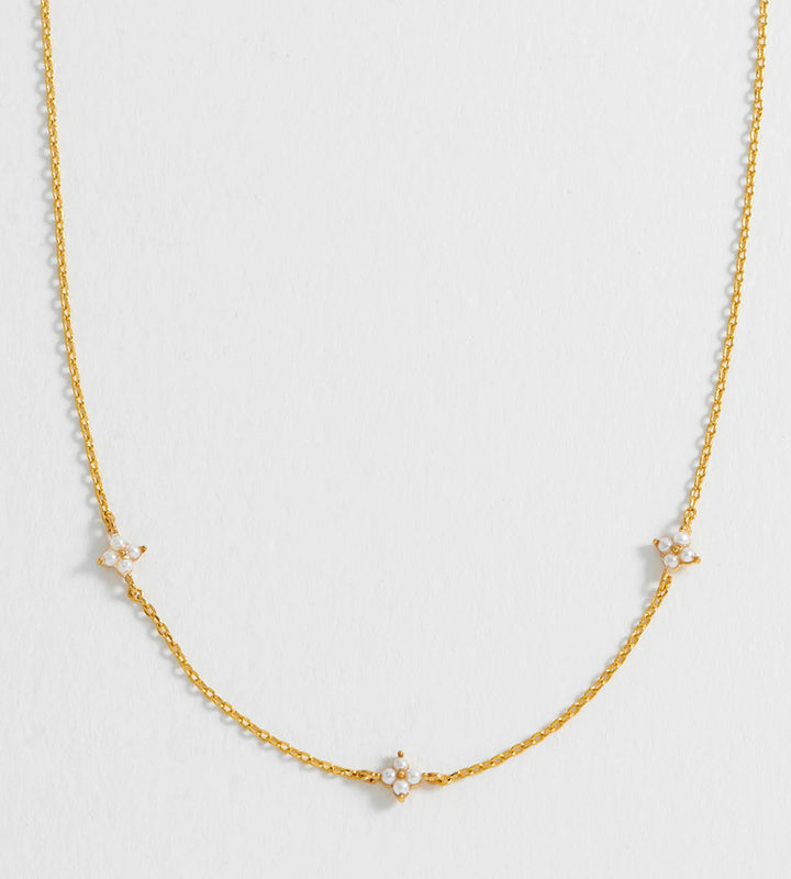 EBN6909G Pearl multi flower necklace