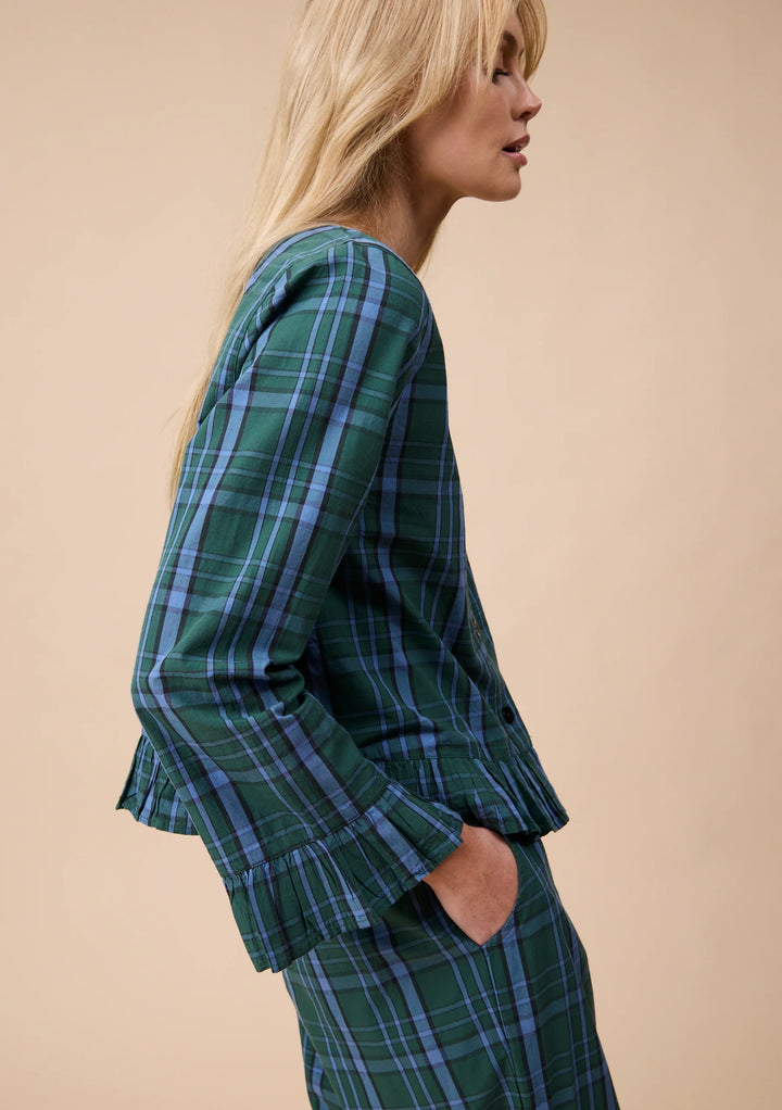 Cotton Pyjamas Green Tartan Ruffle