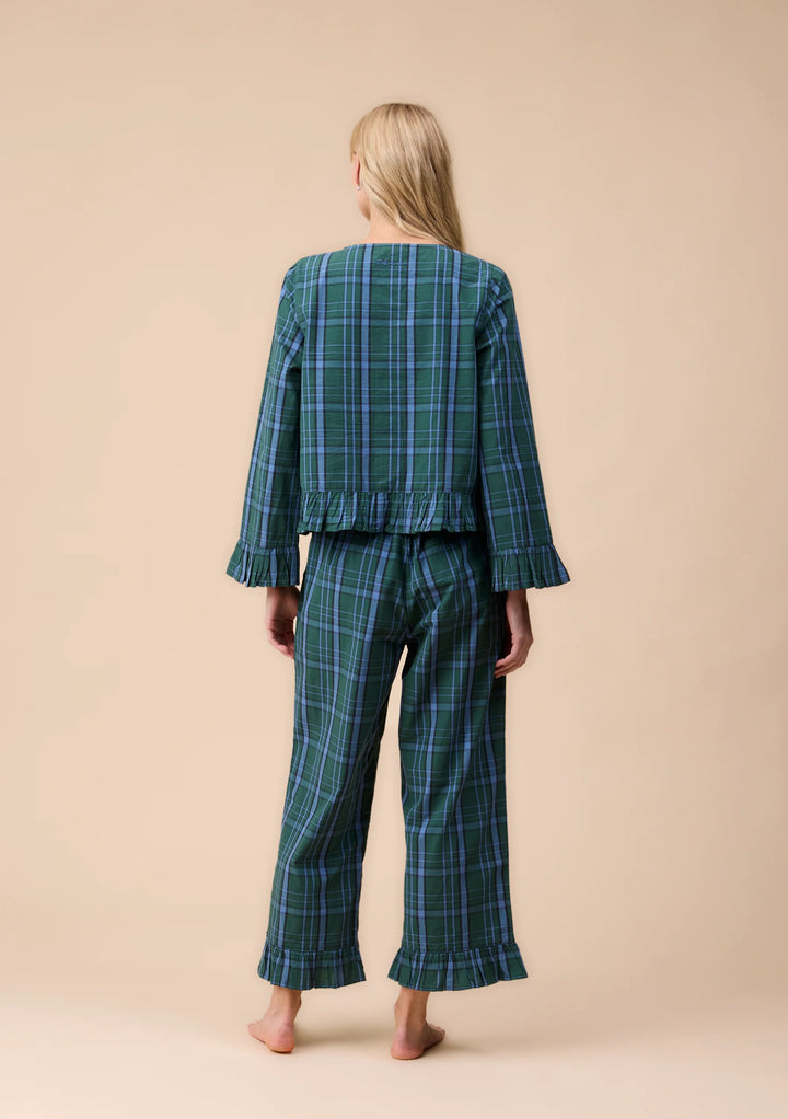 Cotton Pyjamas Green Tartan Ruffle