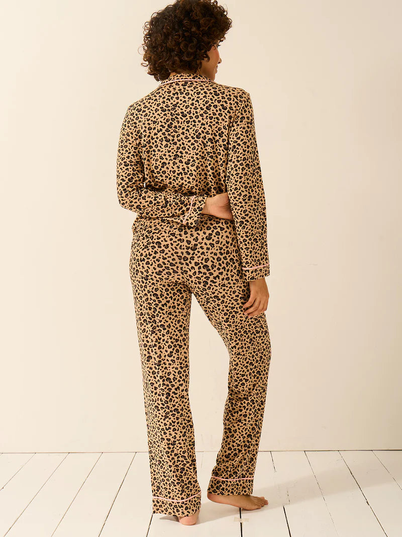 Long PJ Set Peach Latte Leopard