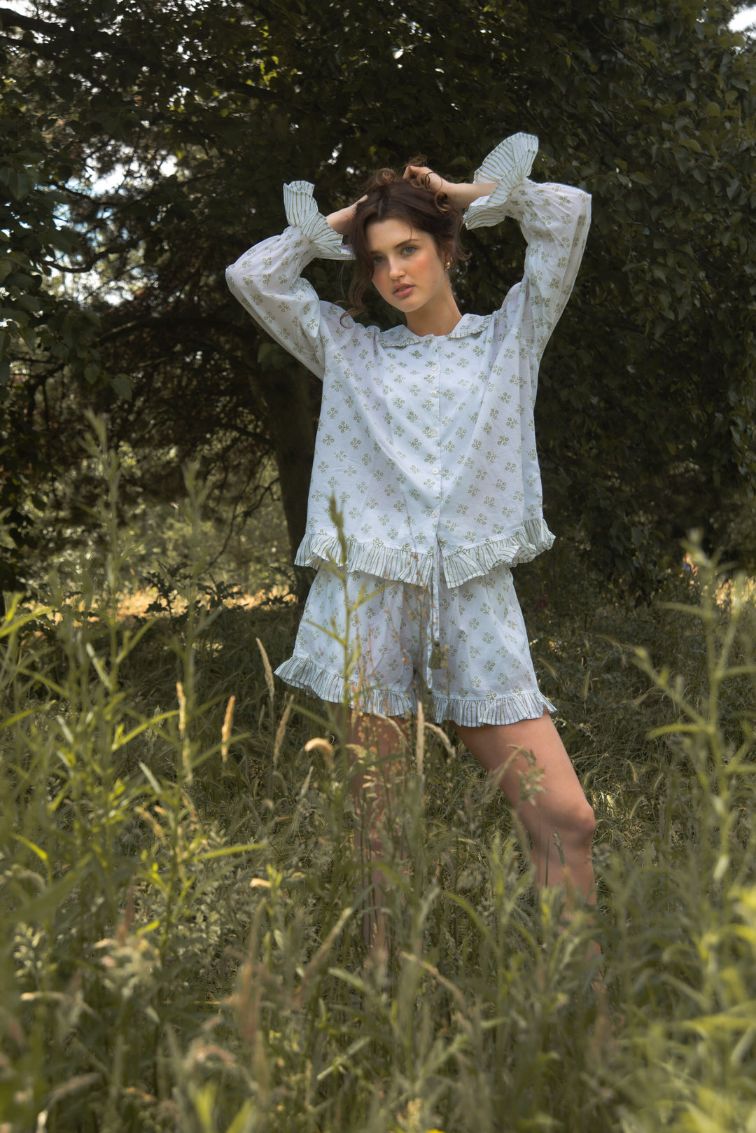 Coco Short PJ Set - Spring Greens Spray Flowers