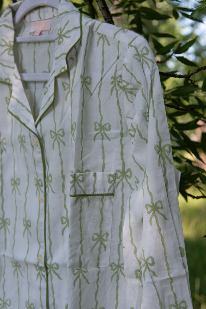 Coco Long PJ Set - Spring Greens Bows