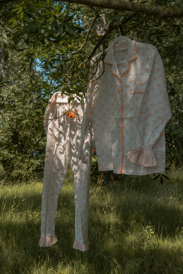 Coco Long PJ Set - Washed Pink Spray Flowers