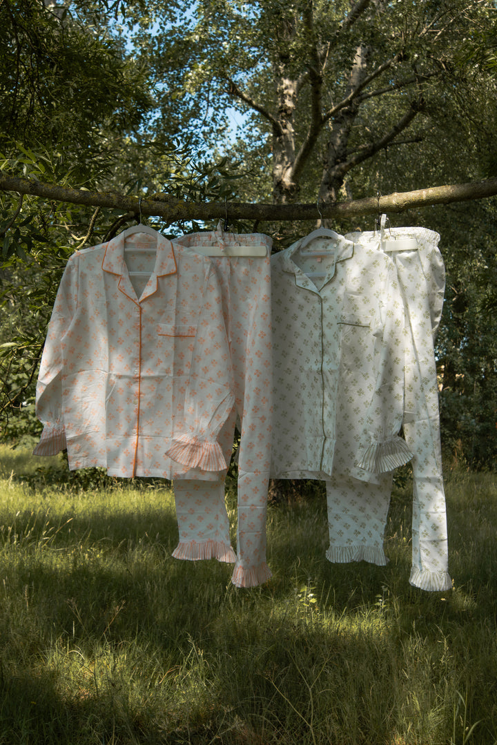 Coco Long PJ Set - Spring Greens Spray Flowers