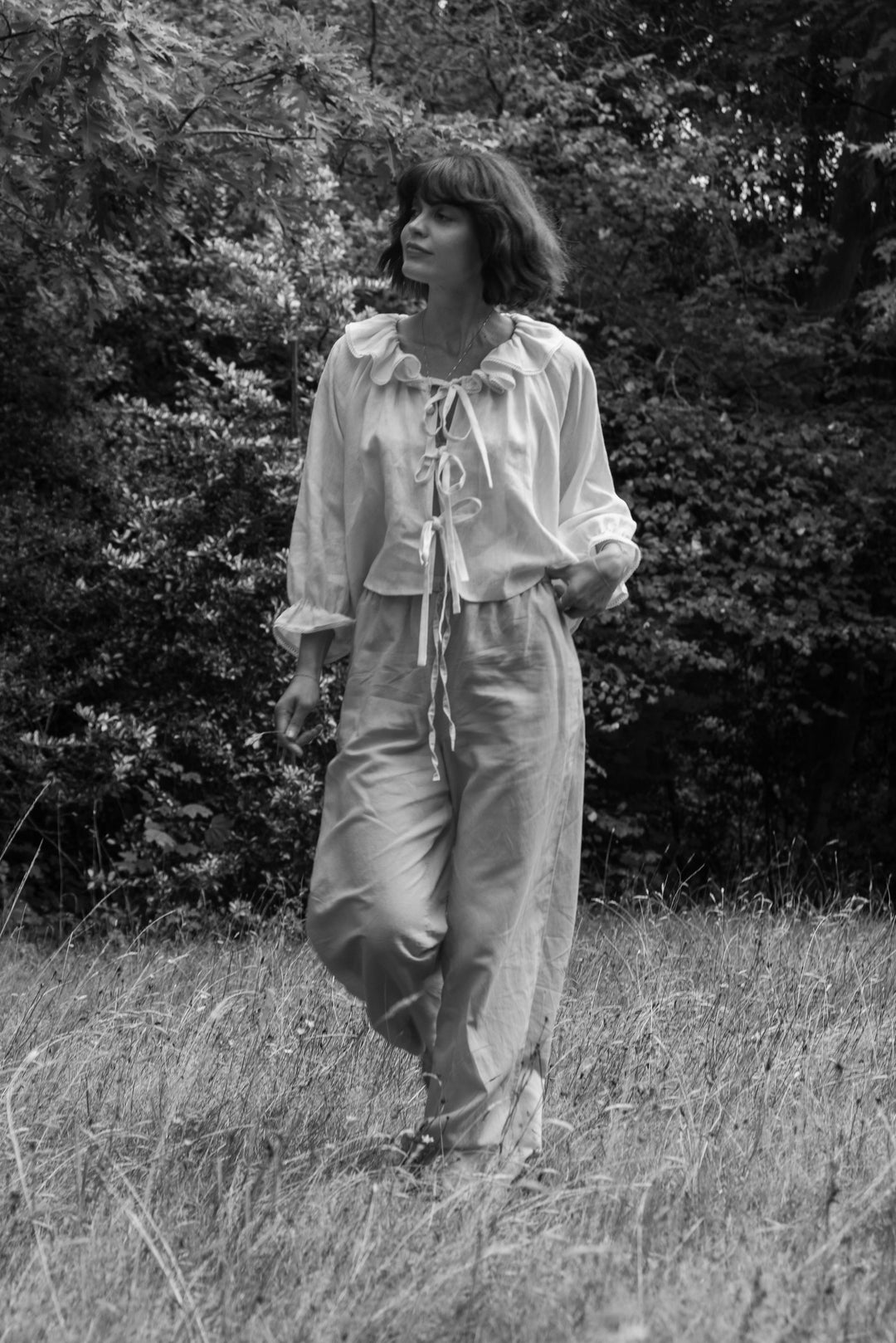 Fraise Tie Front Linen Blouse Raspberry