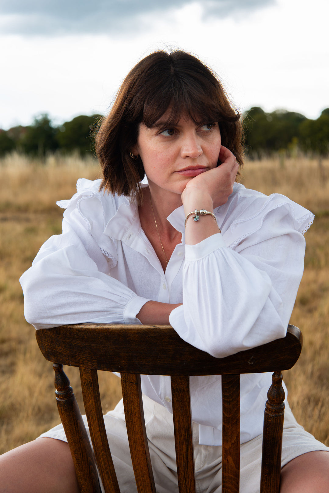 Willow Blouse in White Linen