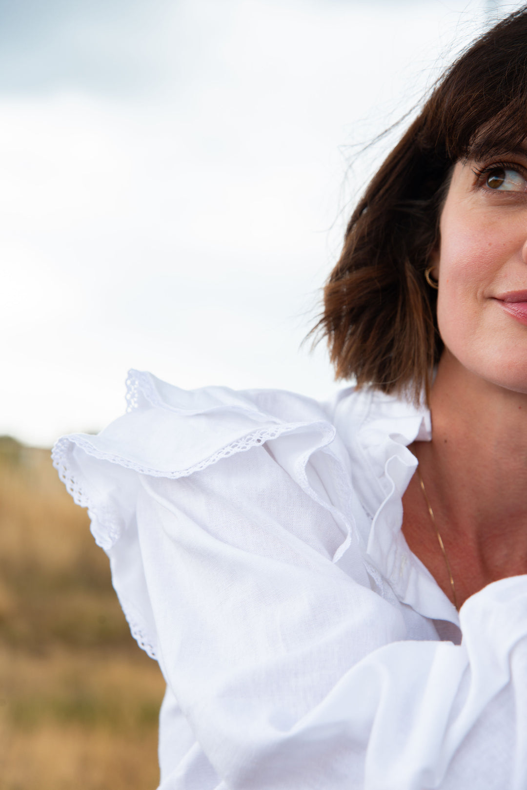 Willow Blouse in White Linen