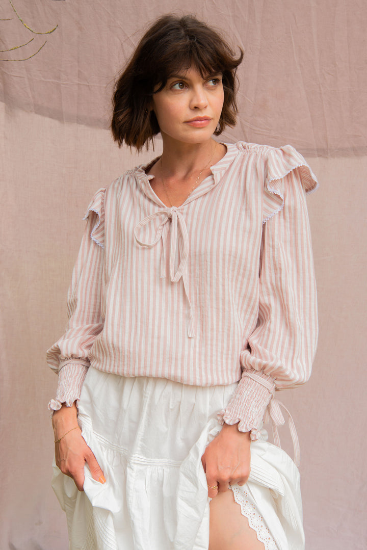 Poppy Blouse in Double Stripe