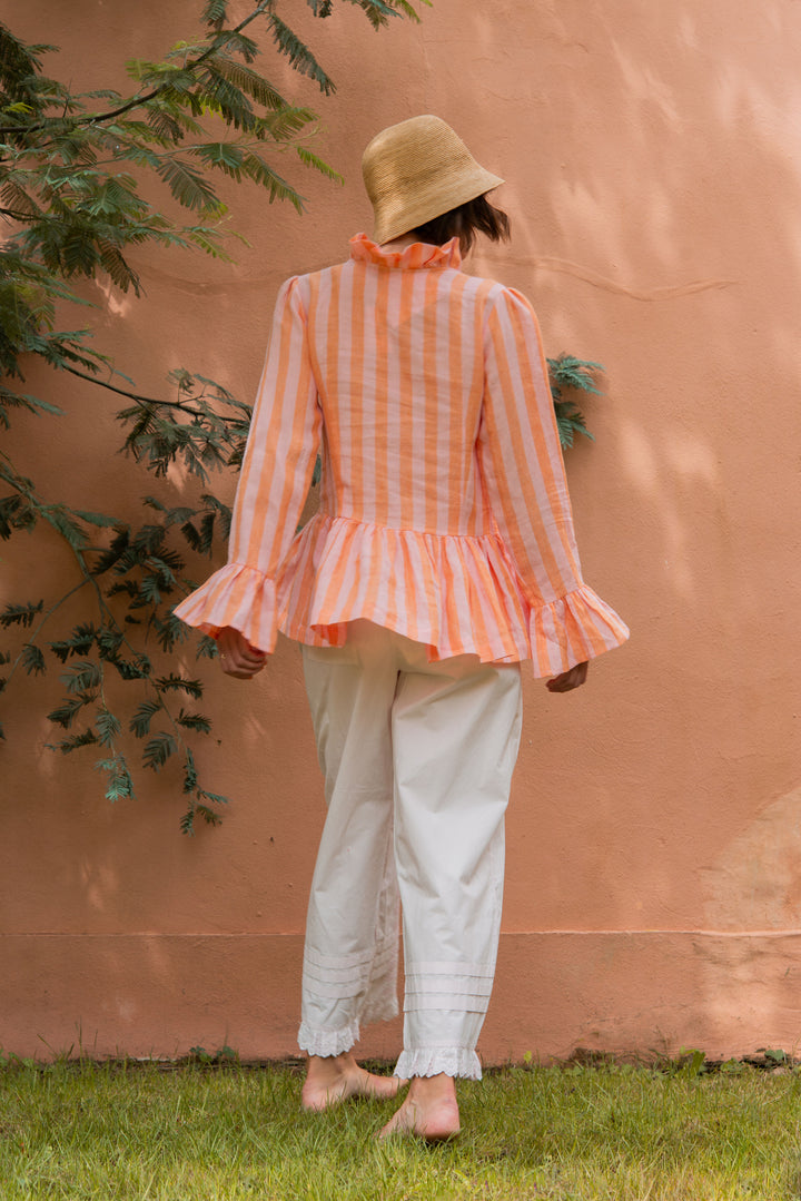 Tinky Stripe Blouse in Orange & Pink