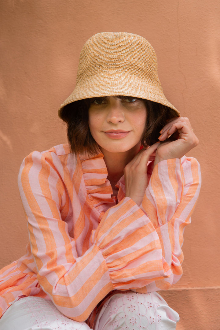 Tinky Stripe Blouse in Orange & Pink