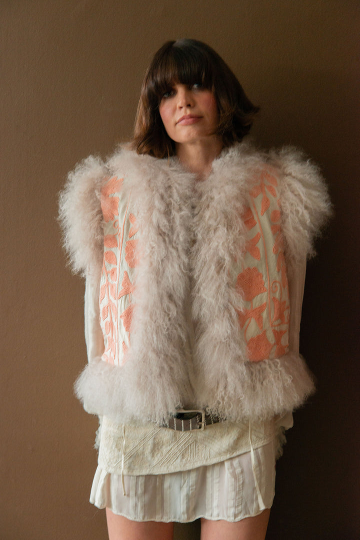 POM x Marais Calla Suzani Reversible Gilet - Peach Pink