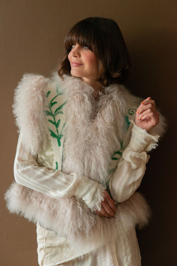 POM x Marais Calla Suzani Reversible Gilet - Multi Greens