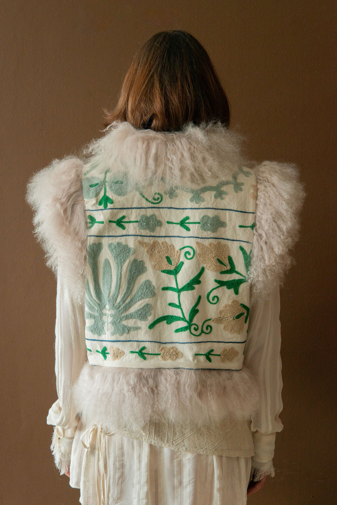 POM x Marais Calla Suzani Reversible Gilet - Multi Greens