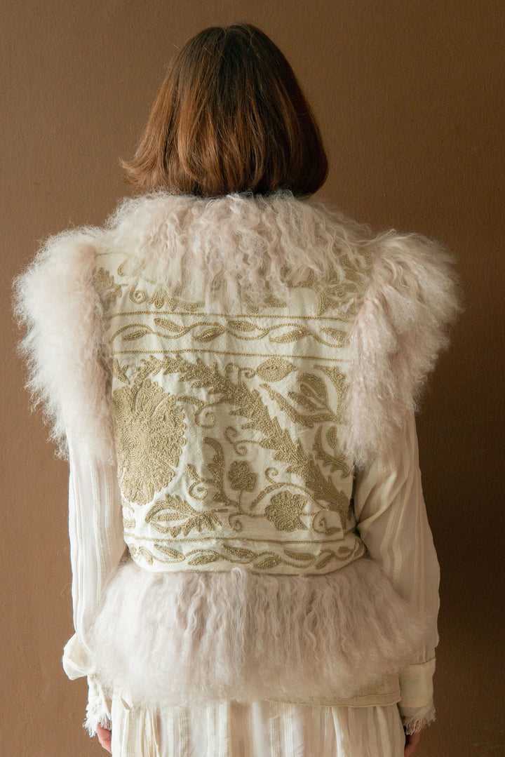 POM x Marais Calla Suzani Reversible Gilet - Faded Khaki