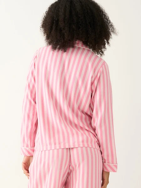 Ecovero Long Sleeve Pyjama Top - Pop Pink Stripe