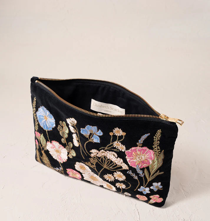 Pressed Flowers Everyday Pouch - Charcoal