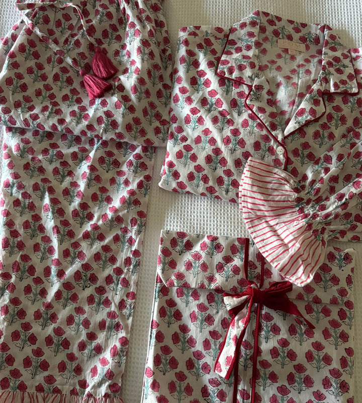Coco Long PJ Set - Little Red Flower