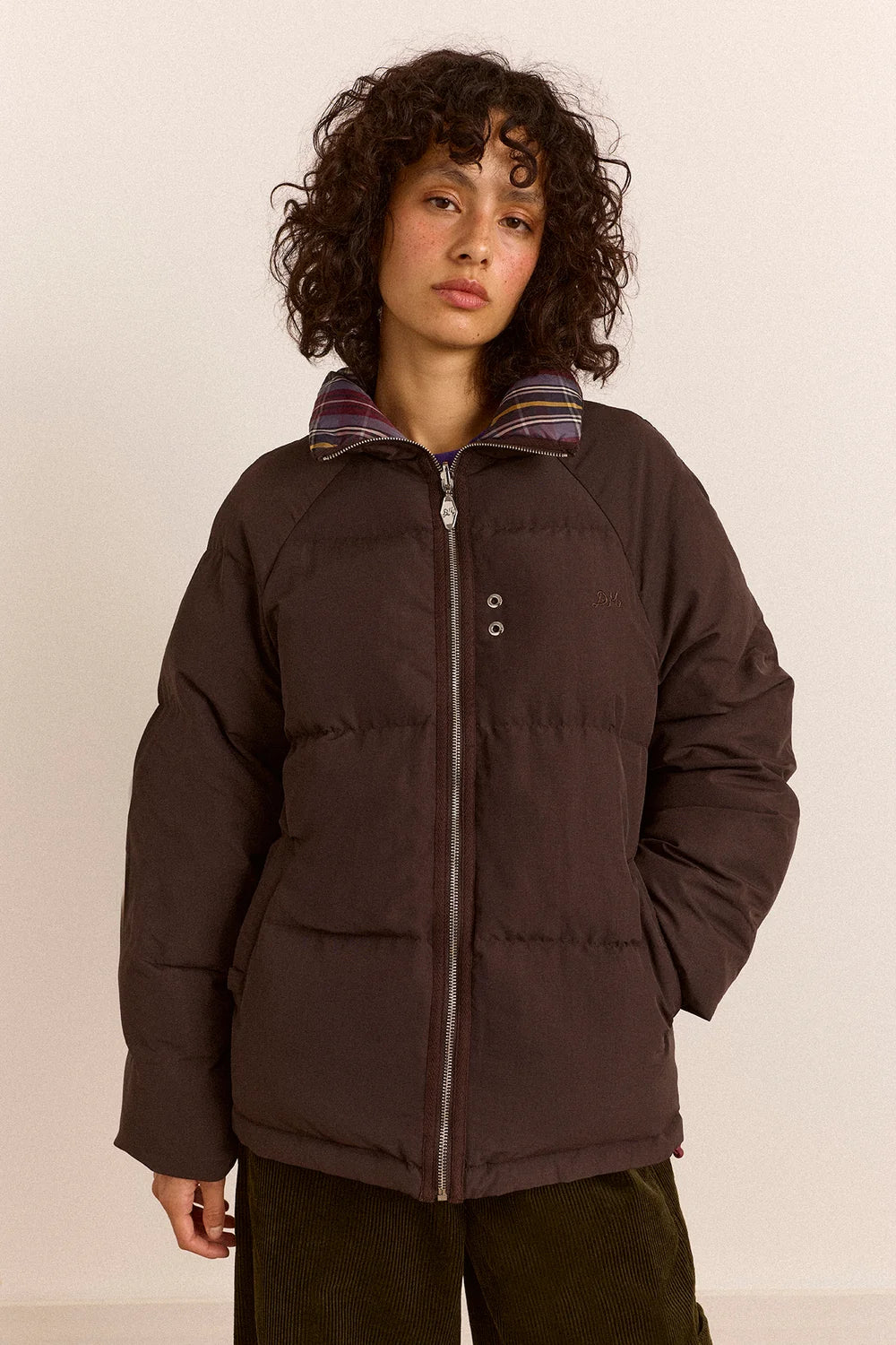 Reversible Opal Puffer - Plum Check