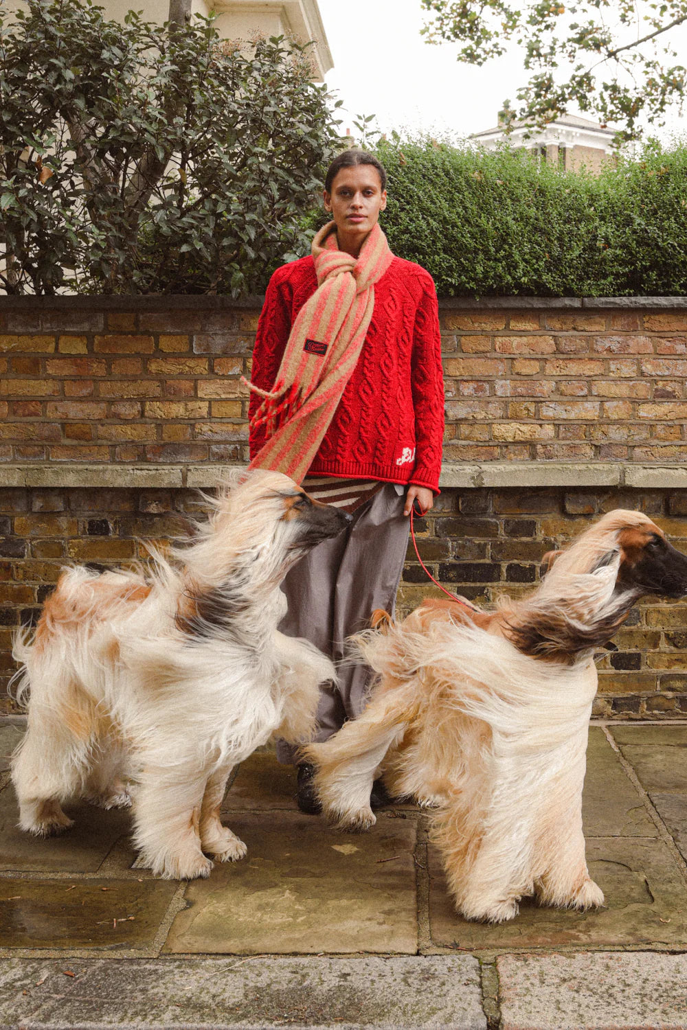 Brushed Oversized Scarf - Red Stripe